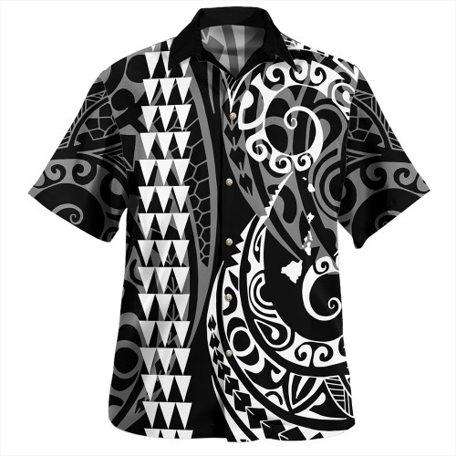 Hawaii Hawaiian Shirt Hawaiian Map Kakau Style White