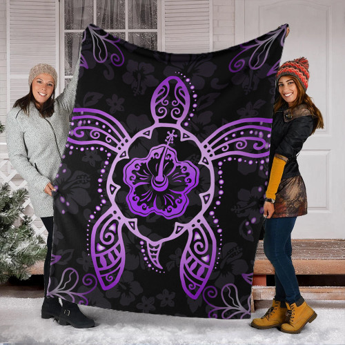 Hawaii Premium Blanket Turtle Hibiscus Violet