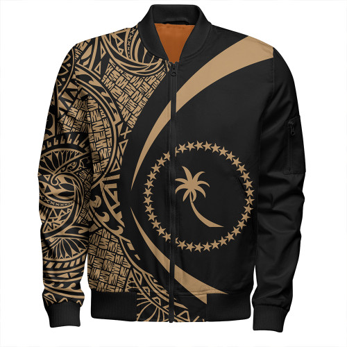 Chuuk Bomber Jacket Coat Of Arm Lauhala Gold Circle