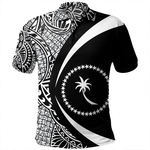 Chuuk Polo Shirt Coat Of Arm Lauhala White Circle