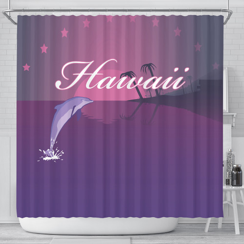 Hawaii Shower Curtain Dolphin Club Violet Sun