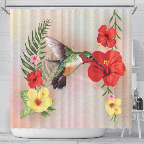 Hawaii Shower Curtain Hibiscus Bird