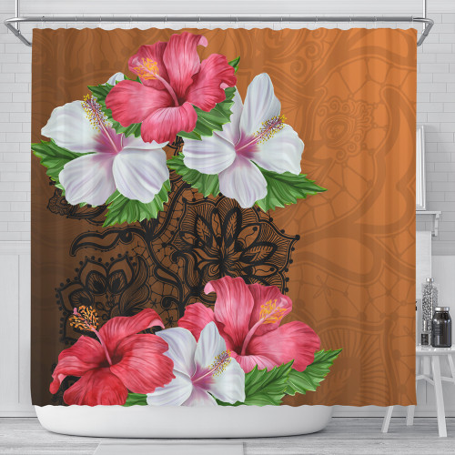 Hawaii Shower Curtain Hibiscus Flower Polynesia