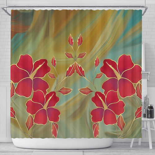 Hawaii Shower Curtain Hibiscus Water Color