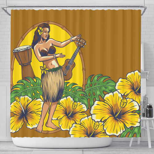 Hawaii Shower Curtain Hula Girl Dance Tradition