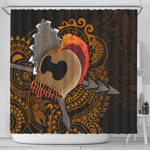 Hawaii Shower Curtain Warrior Helmet Polynesian