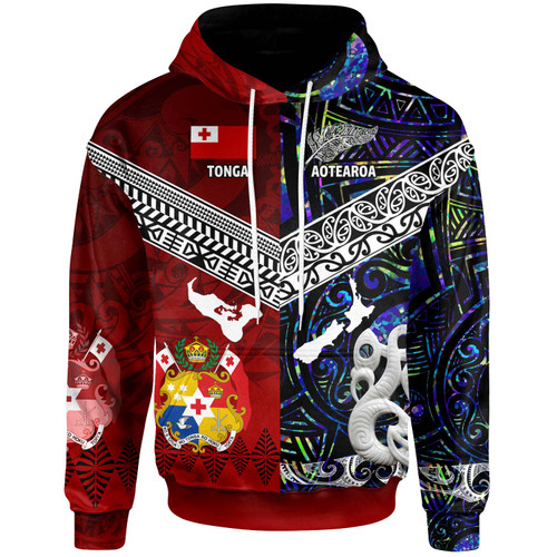 Tonga Polynesian Hoodie - Tonga And Aotearoa Polynesian Coat Of Arms Hoodie
