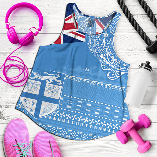 Fiji Women Tank Polynesian Flag With Coat Of Arms