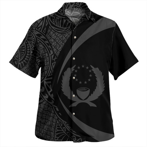 Pohnpei Hawaiian Shirt Coat Of Arm Lauhala Gray Circle