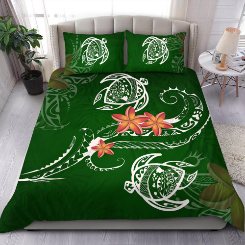 Hawaii Bedding Set Polynesian Turtle Map Hawaii Plumeria