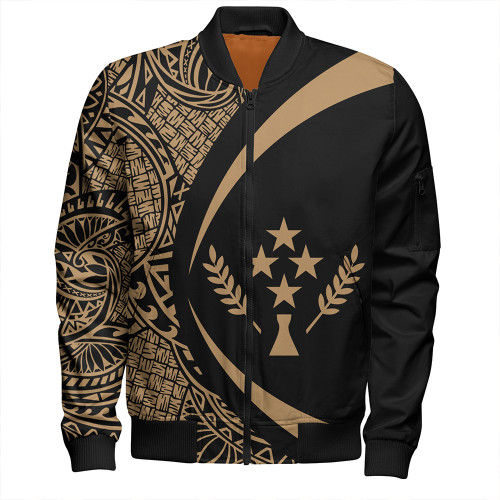 Kosrae Bomber Jacket Coat Of Arm Lauhala Gold Circle