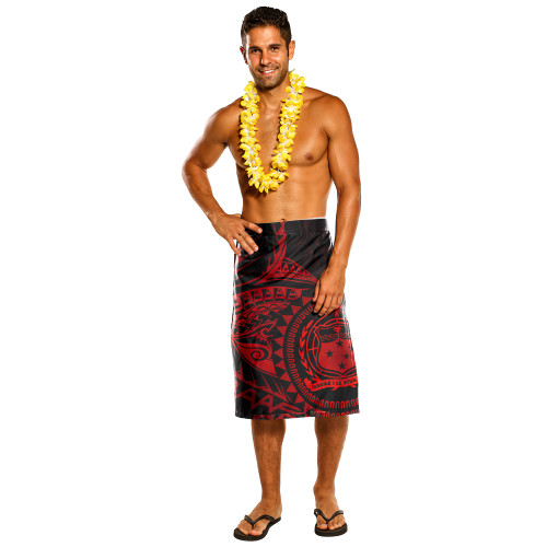 Samoa Lavalava - Red Coat Of Arms Polynesian