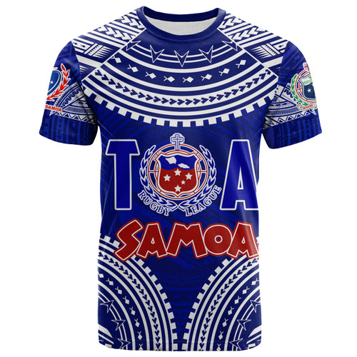 (Custom Personalised) Samoa Rugby Toa Samoa Blue Style T-Shirt