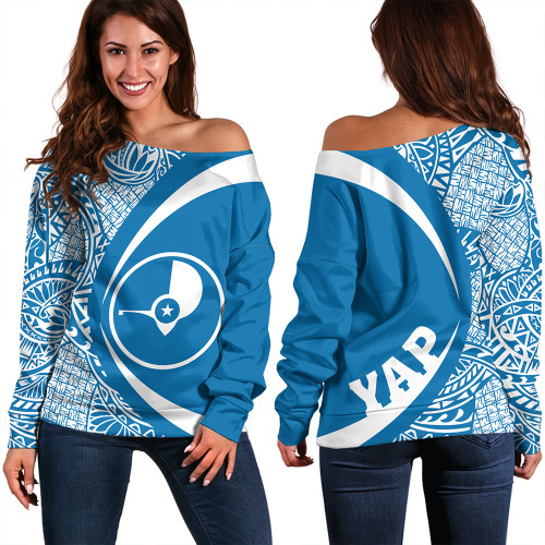Yap Off Shoulder Sweatshirt Coat Of Arm Lauhala Circle