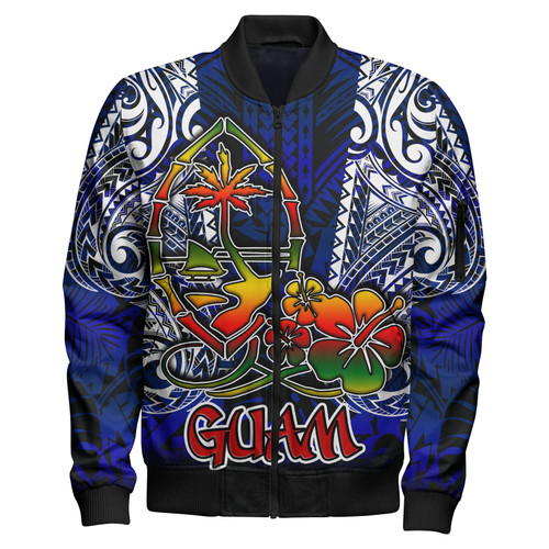 Guam Bomber Jacket - Guam Independence Day '' Wish You A Very Happy Independence Day '' With Polynesian Patterns