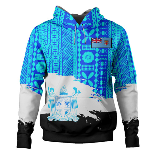 Fiji Polynesian Hoodie - Fiji Tapa Brush Tribal Patterns