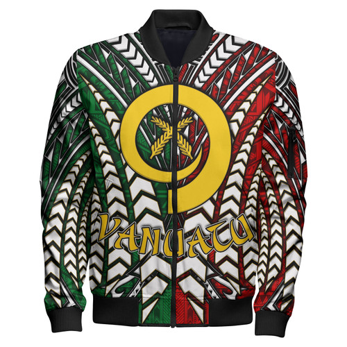 Vanuatu Bomber Jacket - Vanuatu Independence Anniversary With Arm Polynesian Patterns