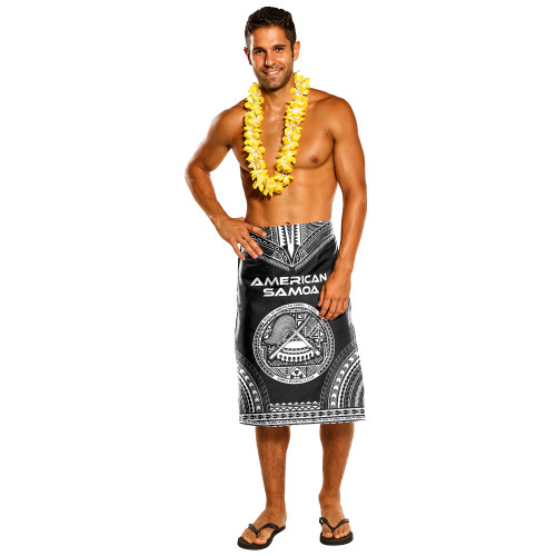 American Samoa Seal Polynesian Chief Tattoo Black Version Lavalava