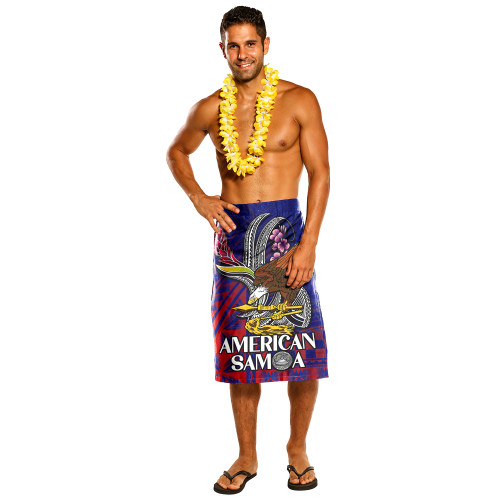 American Samoa Seal With National Flowers Polynesian Patterns Lavalava
