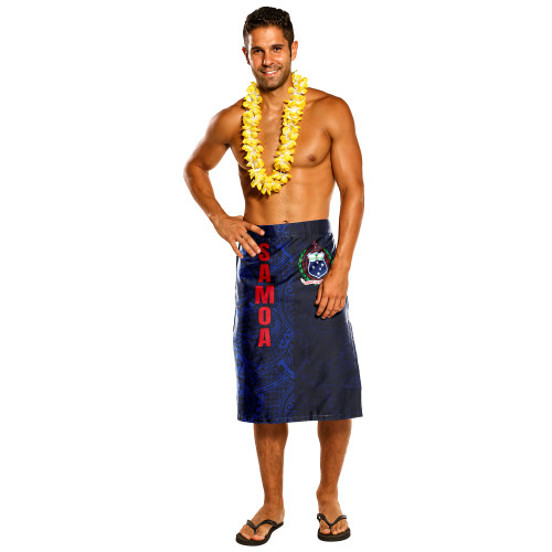 Samoa Coat Of Arms Polynesian Tattoo Style Blue Lavalava