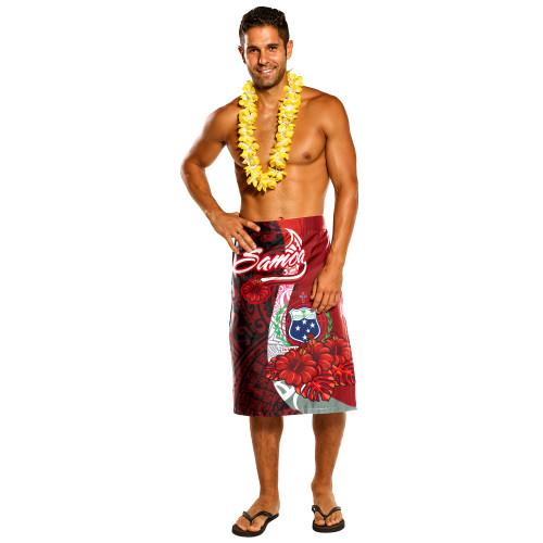 Samoa Polynesian Coat Of Arm With Hibiscus Lavalava