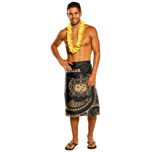 Samoa Polynesian Gold Tribal Wave Lavalava