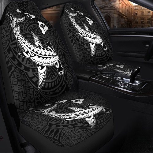 Hawaii Car Seat Covers Hawaiian Native Map Hammerhead Shark White