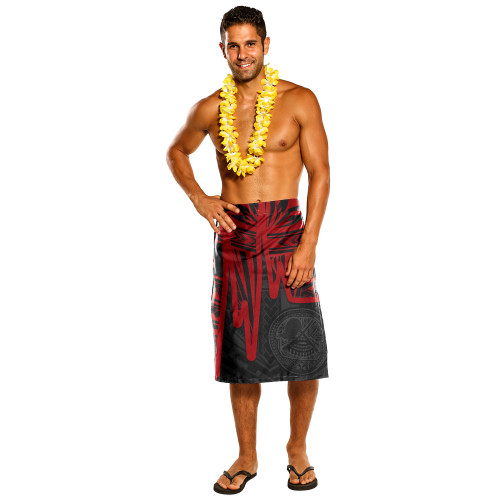 American Samoa Polynesian Lavalava - Samoa Coat Of Arms Polynesian Lavalava (Red) 05