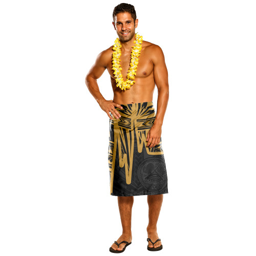 American Samoa Polynesian Lavalava - Samoa Coat Of Arms Polynesian Lavalava (Gold) 06