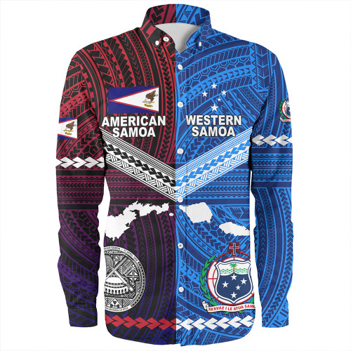 American Samoa And Western Samoa Polynesian Tattoo Together Long Sleeve Shirt