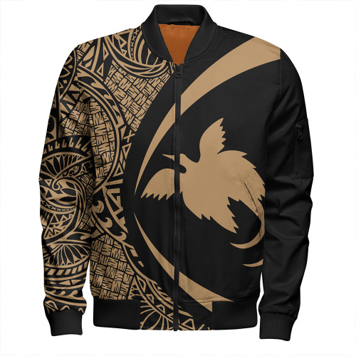 Papua New Guinea Bomber Jacket Coat Of Arm Lauhala Gold Circle