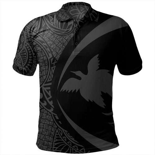 Papua New Guinea Polo Shirt Coat Of Arm Lauhala Gray Circle