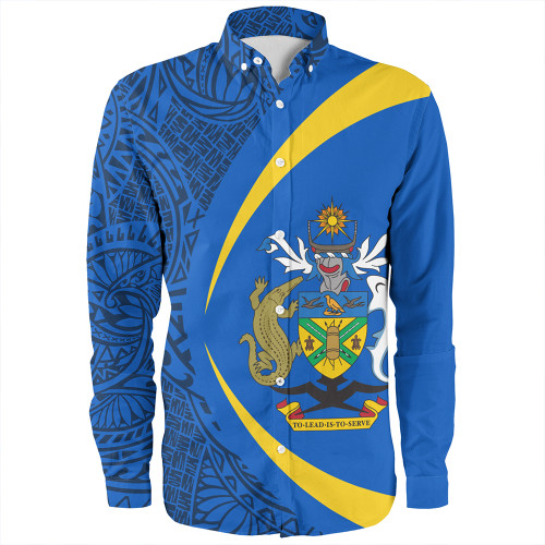 Solomon Islands Long Sleeve Shirt Coat Of Arm Lauhala Circle