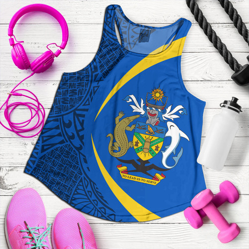 Solomon Islands Women Tank Coat Of Arm Lauhala Circle
