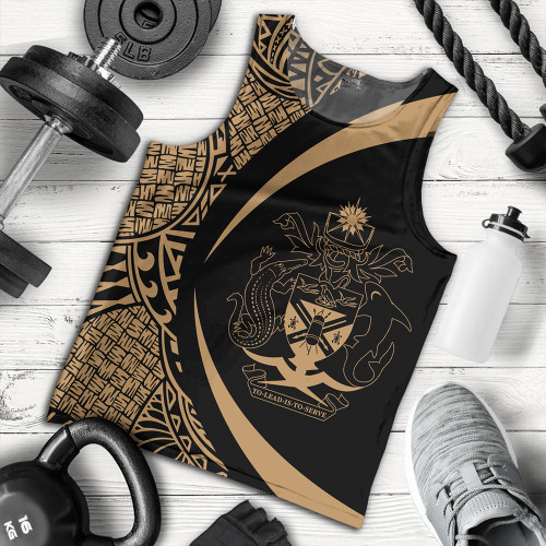 Solomon Islands Tank Top Coat Of Arm Lauhala Gold Circle