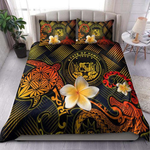 Hawaii Polynesian Bedding Set - Lauhala Turtle Plumeria Tropical