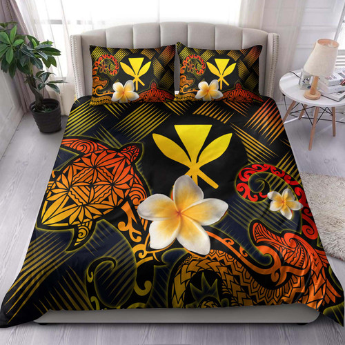Kanaka Maoli Polynesian Bedding Set - Lauhala Turtle Plumeria Tropical