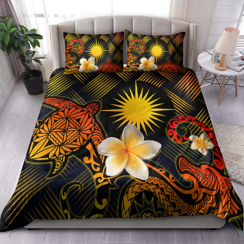 Marshall Islands Polynesian Bedding Set - Lauhala Turtle Plumeria Tropical