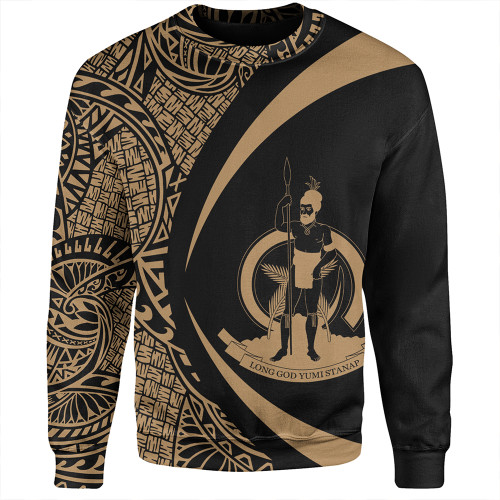 Vanuatu Sweatshirt Coat Of Arm Lauhala Gold Circle