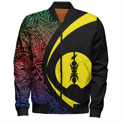 New Caledonia Bomber Jacket Coat Of Arm Lauhala Circle