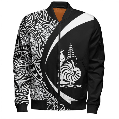 New Caledonia Bomber Jacket Coat Of Arm Lauhala White Circle