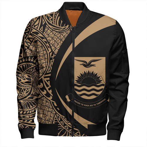 Kiribati Bomber Jacket Coat Of Arm Lauhala Gold Circle