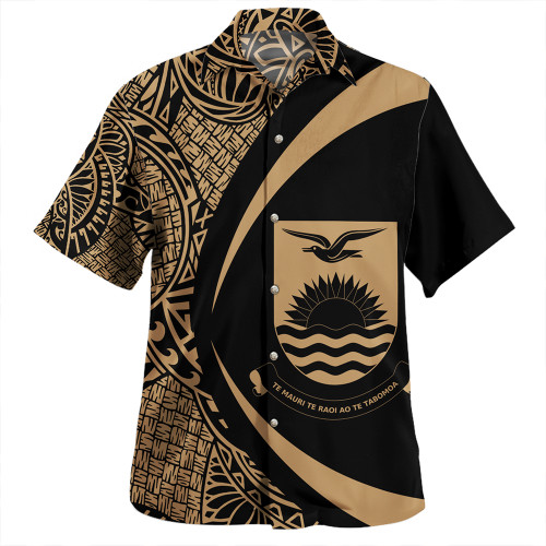 Kiribati Hawaiian Shirt Coat Of Arm Lauhala Gold Circle