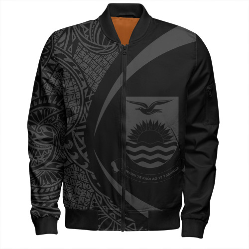Kiribati Bomber Jacket Coat Of Arm Lauhala Gray Circle