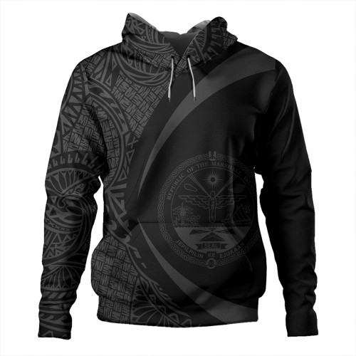 Marshall Islands Hoodie Coat Of Arm Lauhala Gray Circle