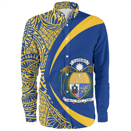 Nauru Long Sleeve Shirt Coat Of Arm Lauhala Circle