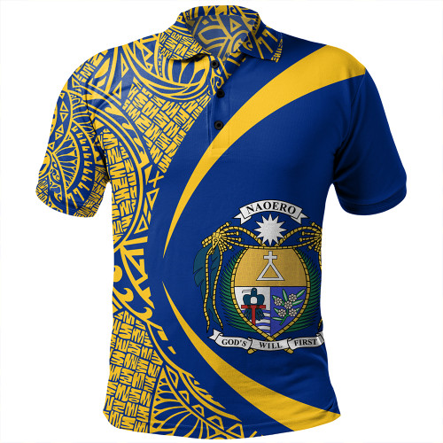 Nauru Polo Shirt Coat Of Arm Lauhala Circle