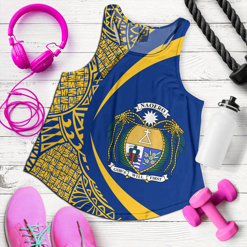 Nauru Women Tank Coat Of Arm Lauhala Circle