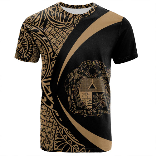 Nauru T-Shirt Coat Of Arm Lauhala Gold Circle