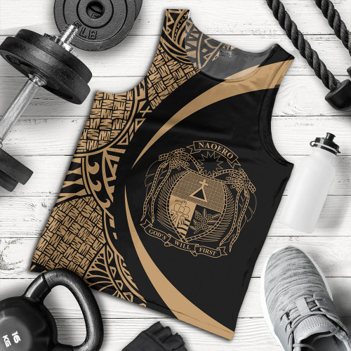 Nauru Tank Top Coat Of Arm Lauhala Gold Circle